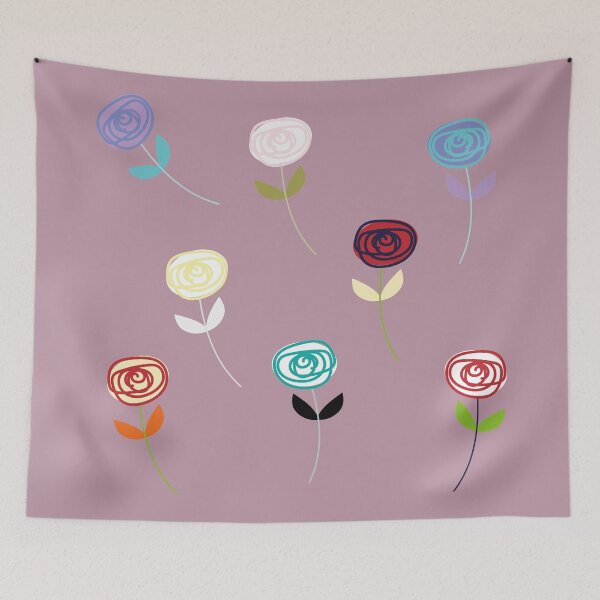 Item preview, Little Rose, cute multi-colour flower icons on dusky pale pink designed and sold by Susan Marie Williams.