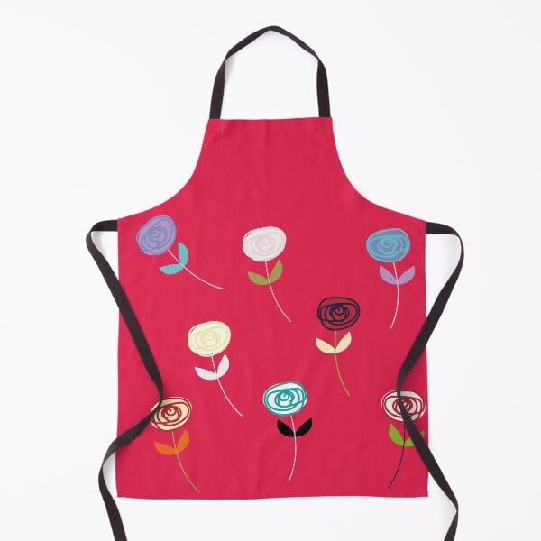 Item preview, Little Rose, cute multi-colour flower icons on dark coral pinky red designed and sold by Susan Marie Williams.