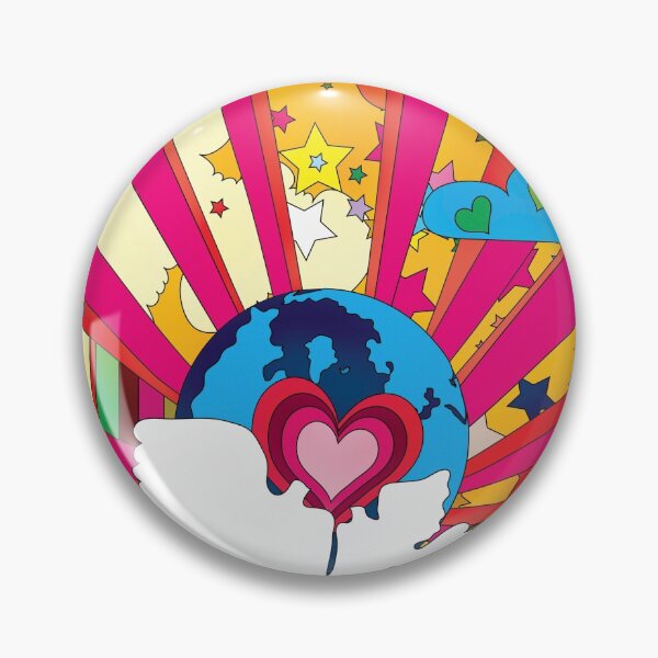 Item preview, Brightly colored sky with doves, hearts and planet earth. designed and sold by ScienceSource.