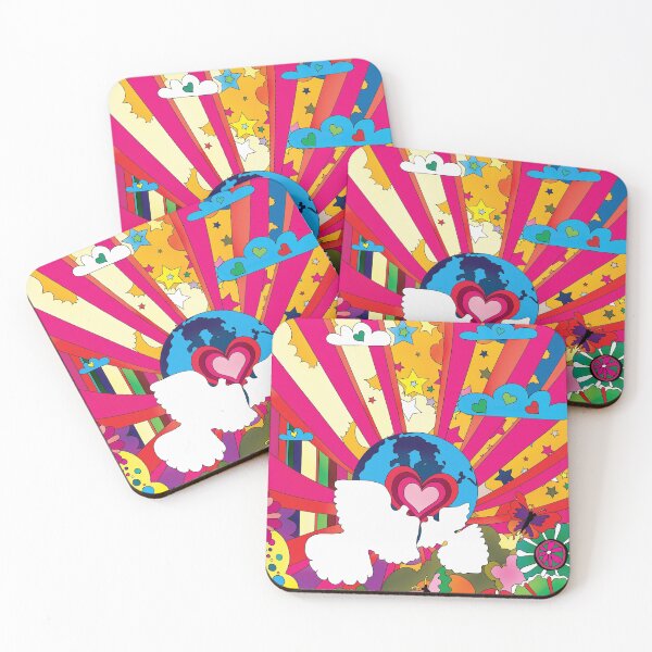 Item preview, Brightly colored sky with doves, hearts and planet earth. designed and sold by ScienceSource.