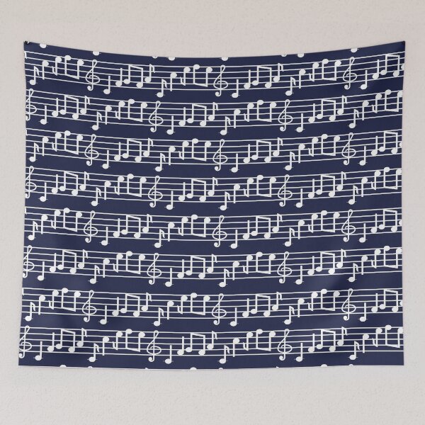 Item preview, White music notes on navy blue designed and sold by IONcreatION.