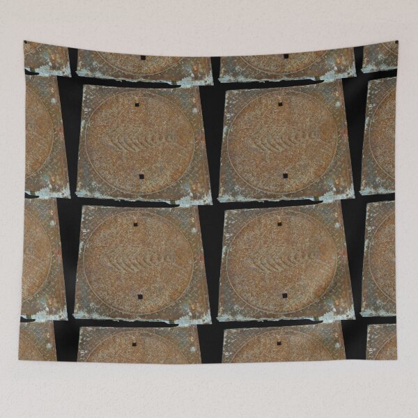 Item preview, Fish Steel Iron Manhole Cover Industrial Photo designed and sold by H3designs.