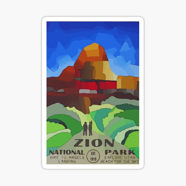 Zion National Park Poster Art Sticker