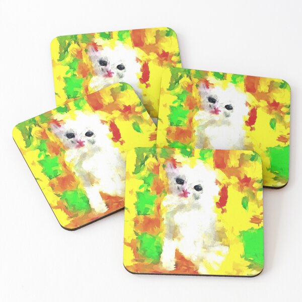 Artikelvorschau, Weiße Pop-Art-Katze entworfen und verkauft von Bubblepoor.