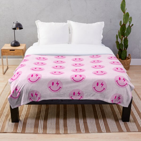 Smiley Face Lightning Bolt Throw Blanket