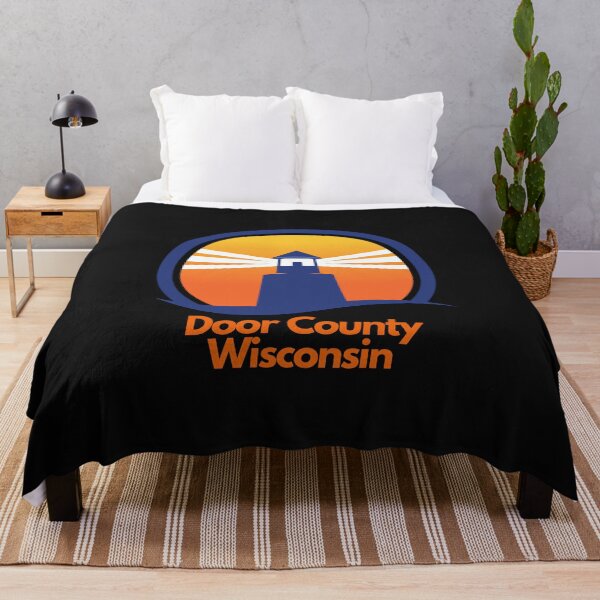 Item preview, Door County Wisconsin Small Lighthouse Orange Blue Sunset Wave Graphic Drawing Design Lake Michigan Travel Vacation Camping Version 3 designed and sold by fineartprints1.