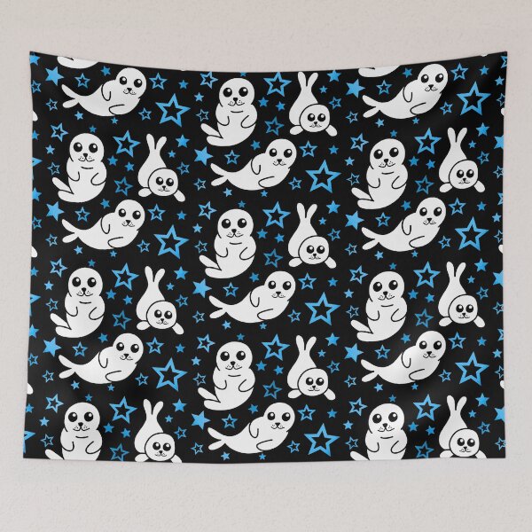 Item preview, Harp Seal Blue Stars Pattern designed and sold by palaco210.