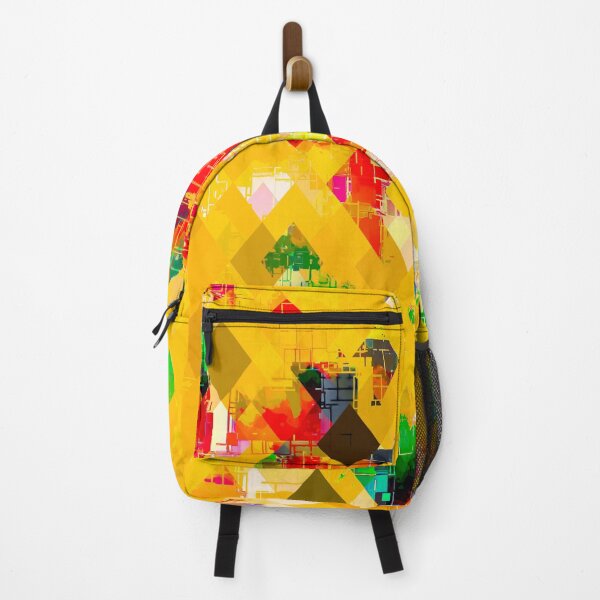 Item preview, yellow geometric pixel square pattern abstract art background designed and sold by Mrvell.