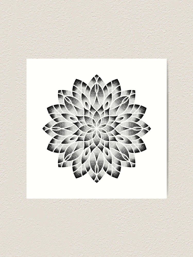 Mandala Original Illustration, Black & White 5 Flower Mandala Drawing,  Small Wall Art for Serene Spaces -  Denmark