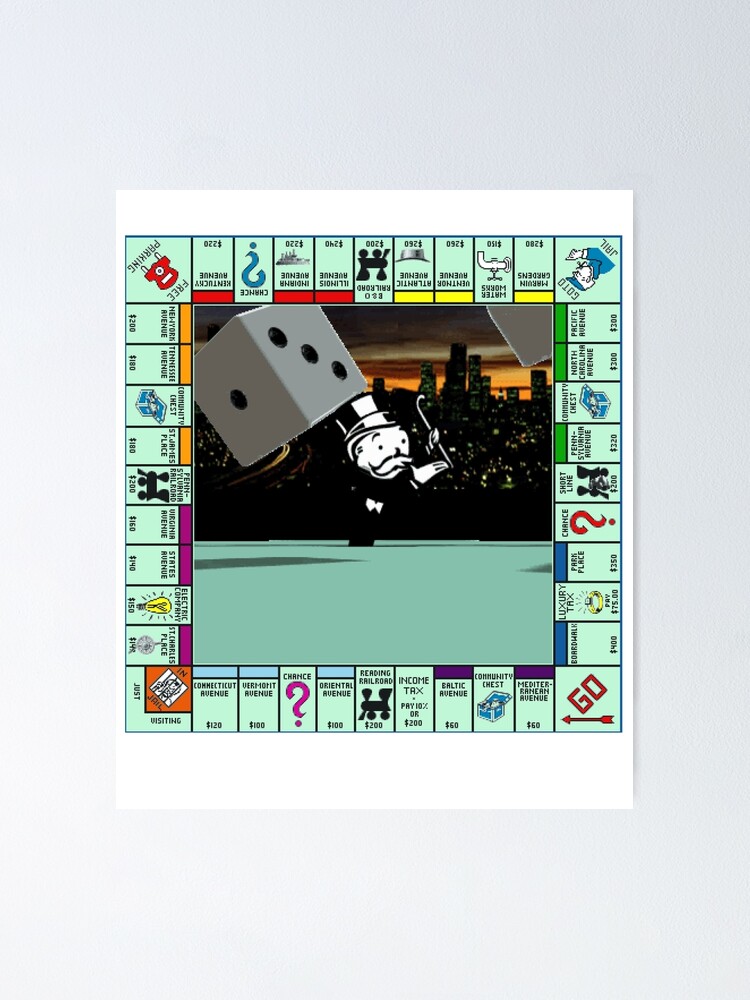 Monopoly Retro Game Board Sticker for Sale by Ryan Silberman