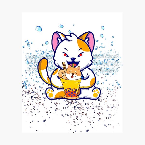 Item preview, cat boba tea bubble tea anime kawaii neko t-shirt designed and sold by elkad123.