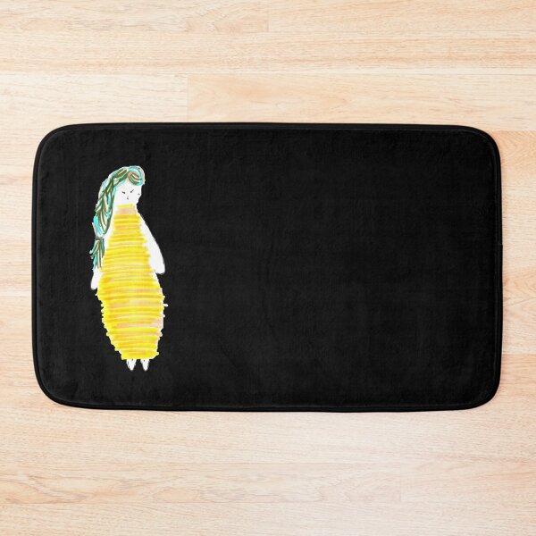 Item preview, Girl Doll Brunnette Yellow Dress Hand Drawn Black Background designed and sold by H3designs.
