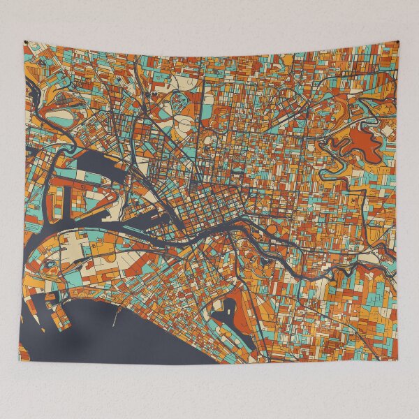Item preview, Melbourne Map - Mosaic - Retro Colors designed and sold by HomeCities.