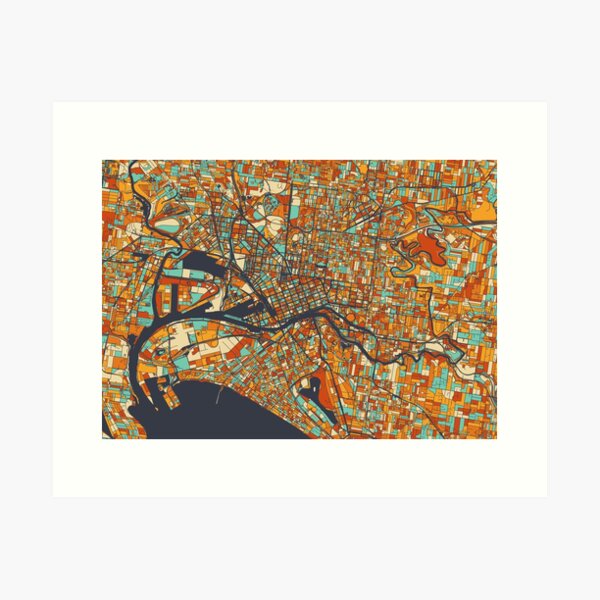 Item preview, Melbourne Map - Mosaic - Retro Colors designed and sold by HomeCities.