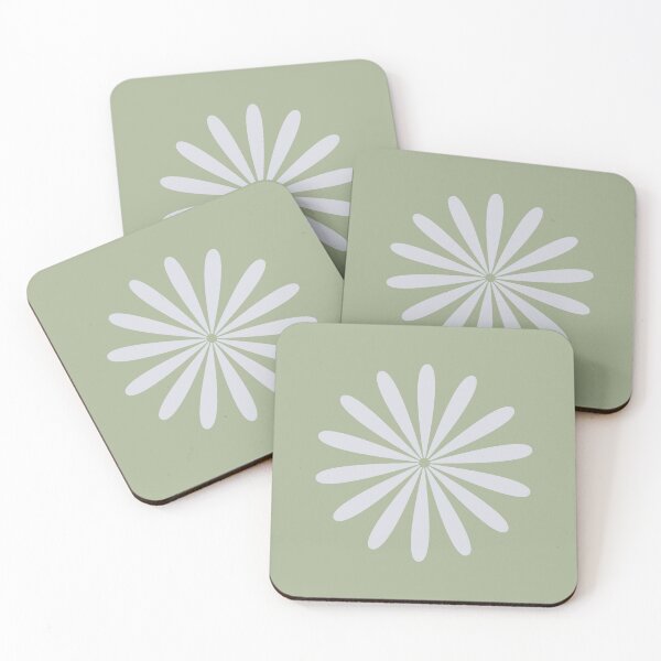 Item preview, Big Daisy Retro Minimalism in Sage Green and Light Silver Grey designed and sold by kierkegaard.