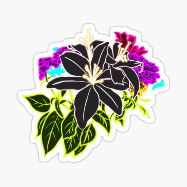 Neon Flowers with Dark Fill Sticker