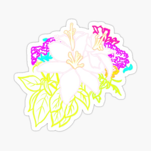 Neon Flowers with No Fill Sticker