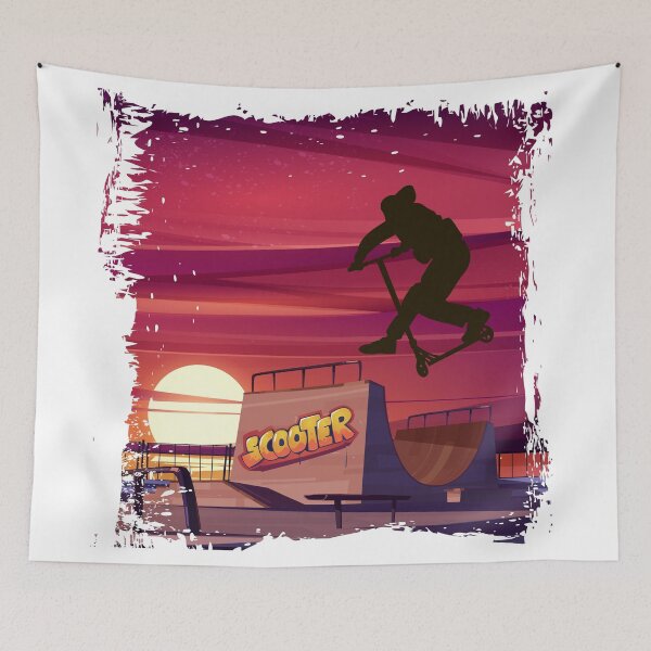 Item preview, Stunt freestyle scooter. Sunset in skatepark designed and sold by xtrancer.