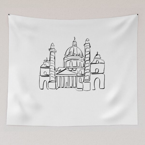 Item preview, CHARLES CHURCH VIENNA AUSTRIA LINE ART | Sightseeing | Travel designed and sold by yourtravelguide.