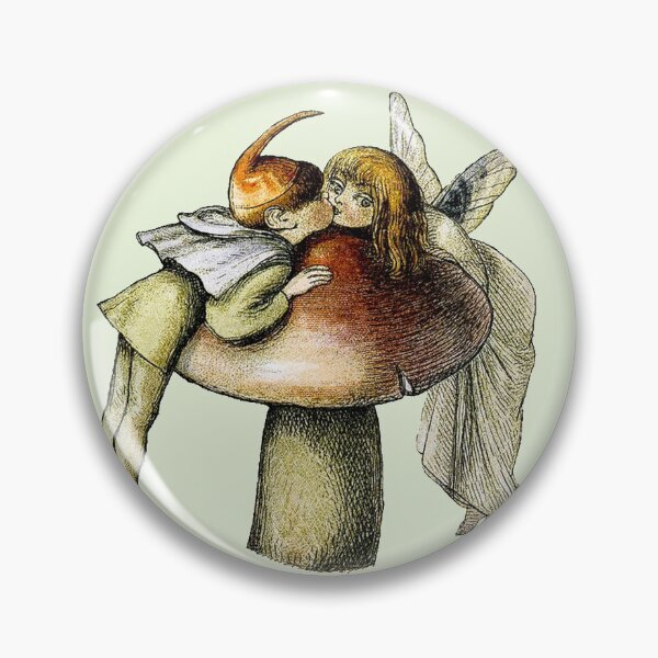 Item preview, Kissing Fairy and Gnome on Mushroom designed and sold by vintage-goblin.