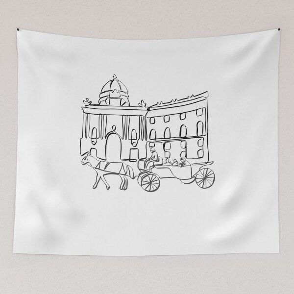 Item preview, FIAKER IN FRONT OF THE HOFBURG | VIENNA AUSTRIA LINE ART | Travel designed and sold by yourtravelguide.