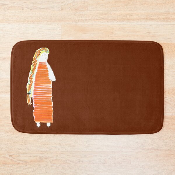 Item preview, Girl Doll Redhead Orange Dress Hand Drawn Maroon Background designed and sold by H3designs.
