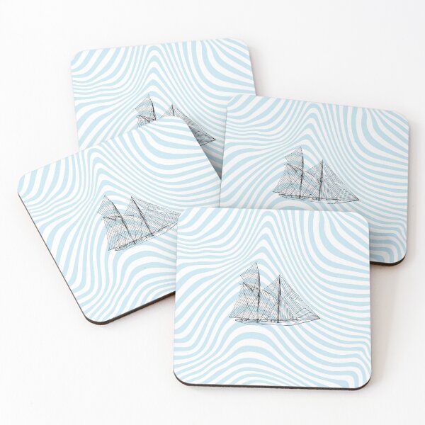 Item preview, Nautical Sailing Boat Liquid Marble Blue Waves designed and sold by Inogitna Designs.
