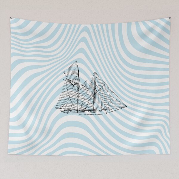Item preview, Nautical Sailing Boat Liquid Marble Blue Waves designed and sold by Inogitna Designs.