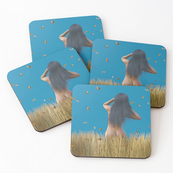 Item preview, woman with long hair stands in yellow grass designed and sold by Mike Kiev art.