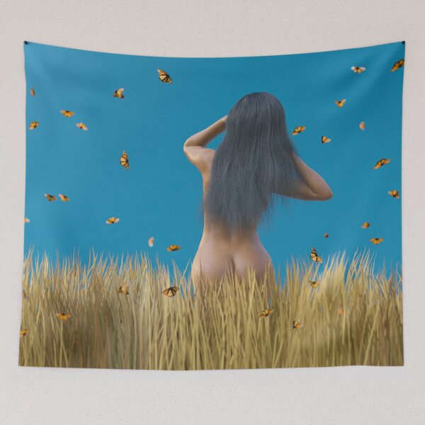 Item preview, woman with long hair stands in yellow grass designed and sold by Mike Kiev art.