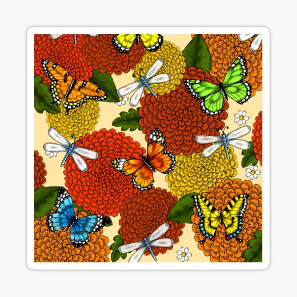 Item preview, Flowers, Dragonflies, and Butterflies Pattern designed and sold by jdimmettart.