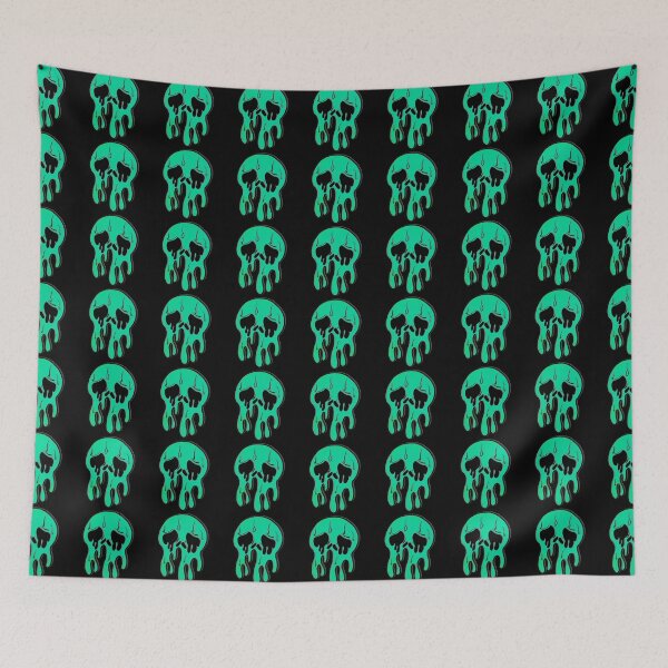 Item preview, Sea Foam Green Trippy Drippy Skull designed and sold by battyartistry.
