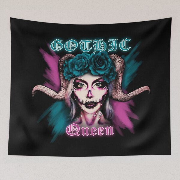 Item preview, Gothic Queen sugar skull muerte Woman/ roses and horns designed and sold by DarkDesign69.