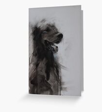 Golden Retriever Portrait, Black and White Drawing Grußkarte