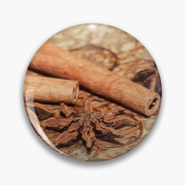 Item preview, Star anise and cinnamon sticks on a brown background designed and sold by Zosimus.
