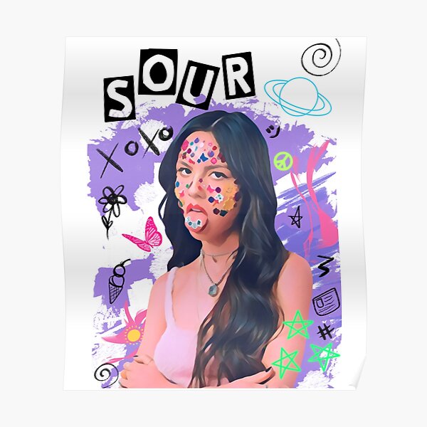Olivia Rodrigo, Olivia Rodrigo sour album, good 4 u, deja vu, drivers lisense Poster