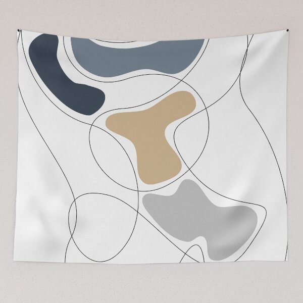 Item preview, Line Art One Slate Blue Gray And Tan designed and sold by rewstudio.