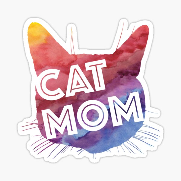 Cat Mom aquarelle multicolore Sticker