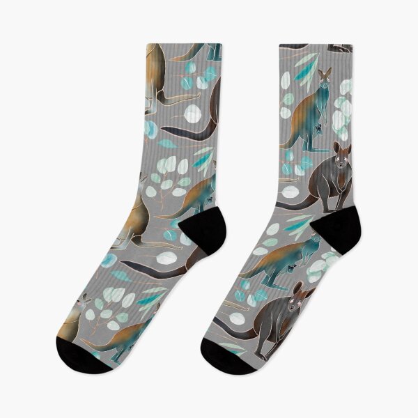 Item preview, Kangaroo - Cute Grey and Green Digital Illustration Animal Pattern designed and sold by TheRainbowRoom.