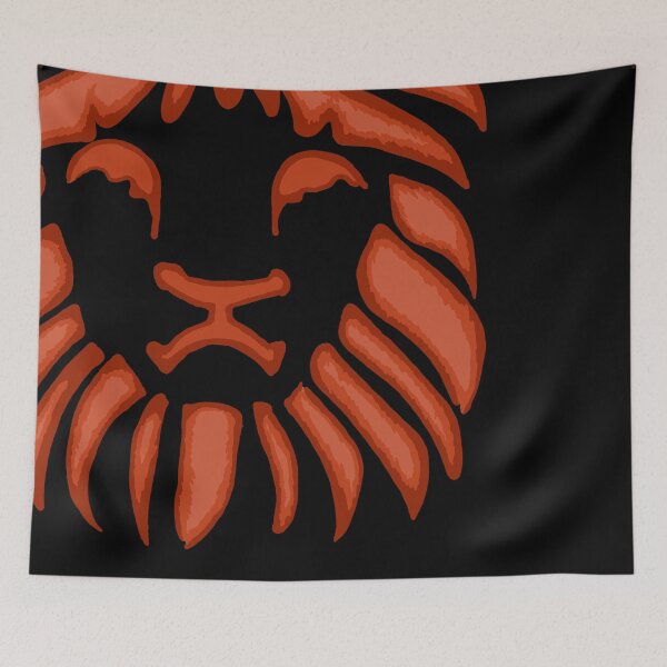 Item preview, Black Tribal African Maned Lion Illustration Orange Safari Travel Savannah Desert designed and sold by Celosia Liv.