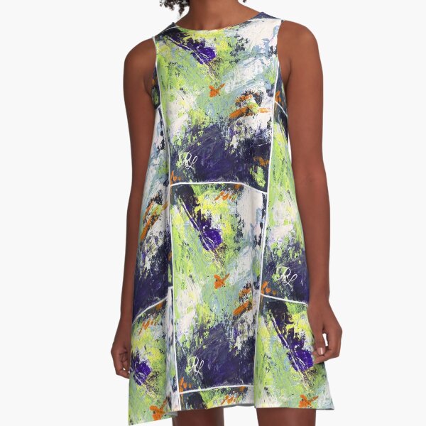 Green Abstract A-Line Dress