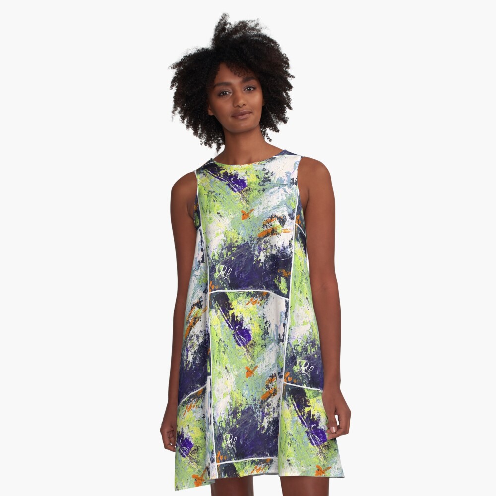 Green Abstract A-Line Dress