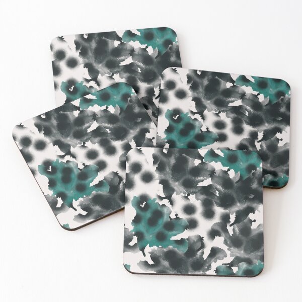 Item preview, New seamless abstract gray-green pattern in military style and tai-dye technique with large black peas stylized as a spray of paint. designed and sold by ANAKOTO.