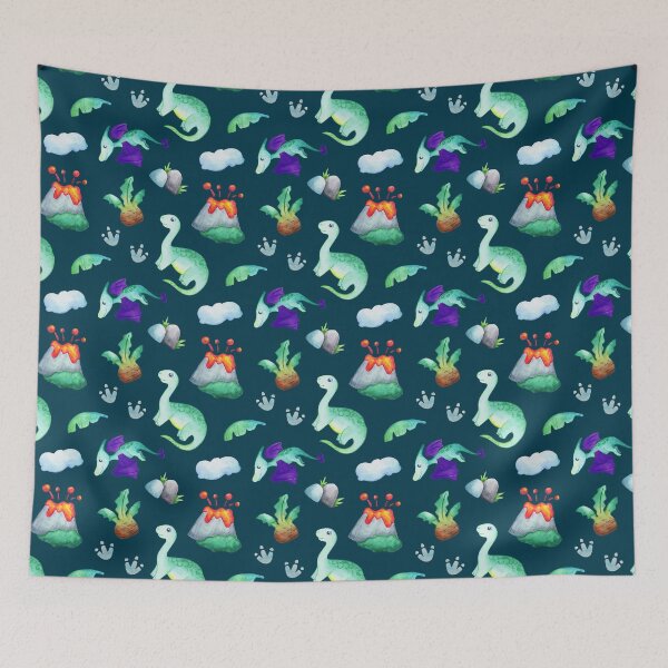 Item preview, Brontosaurus and Pterodactyl Volcano Pattern designed and sold by KrisSidDesigns.