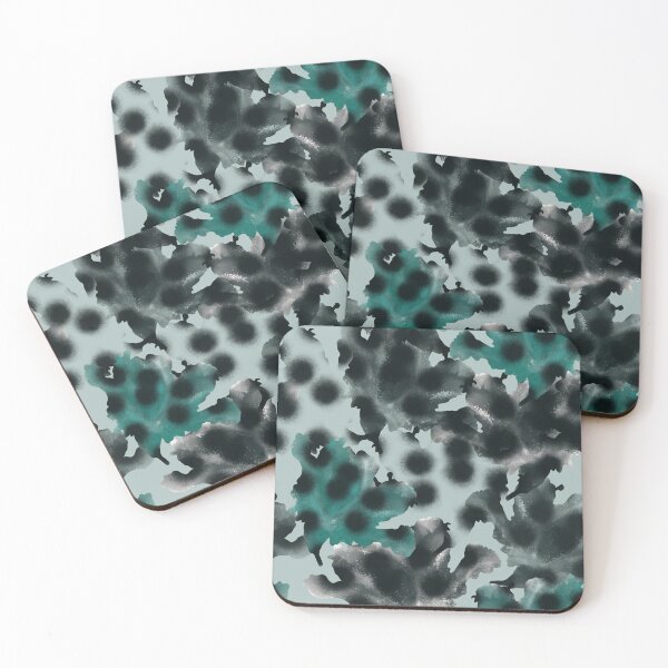 Item preview, New seamless abstract gray-green pattern in military style and tai-dye technique with large black peas stylized as a spray of paint. designed and sold by ANAKOTO.