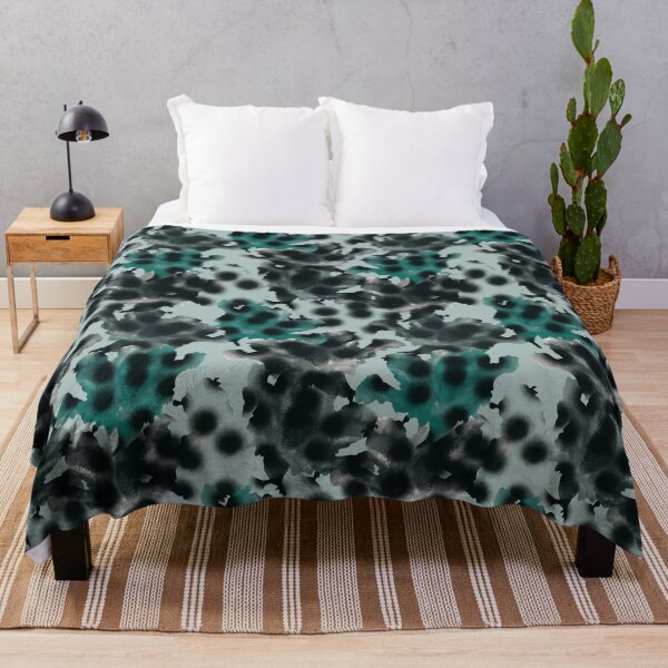Item preview, New seamless abstract gray-green pattern in military style and tai-dye technique with large black peas stylized as a spray of paint. designed and sold by ANAKOTO.