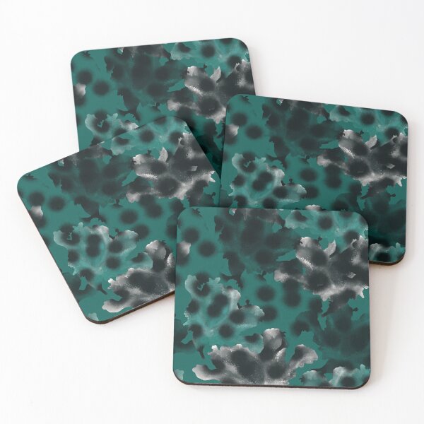 Item preview,  seamless abstract gray-green pattern in military style and tai-dye technique with large black peas stylized as a spray of paint. designed and sold by ANAKOTO.