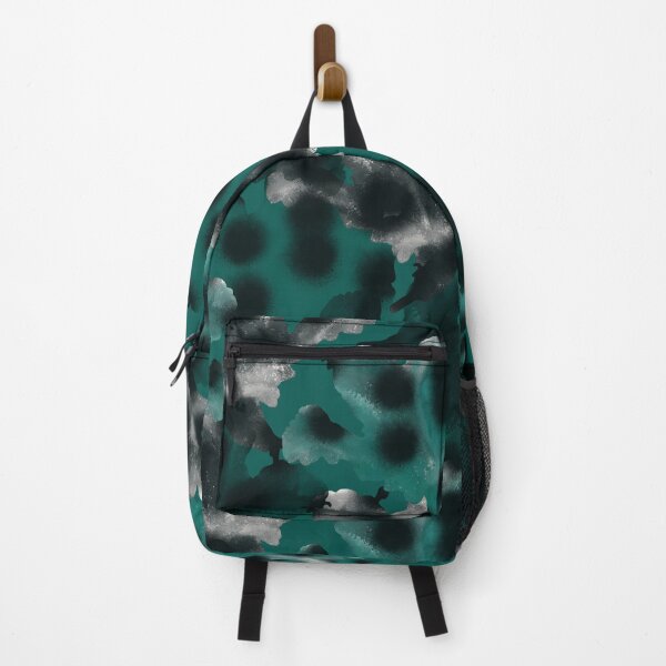 Item preview, seamless abstract gray-green pattern in military style and tai-dye technique with large black peas stylized as a spray of paint. designed and sold by ANAKOTO.