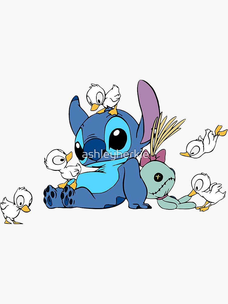 Disney's Stitch And Angel With Scrump His Teddy Really Cute
