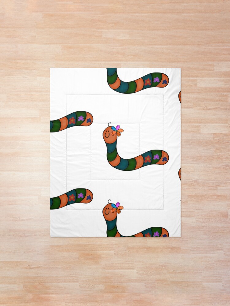 Disover Kidcore Worm and Flowers Quilt